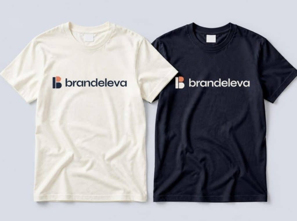 T-shirts blanc cassé et bleu nuit imprimés au logo Brandeleva